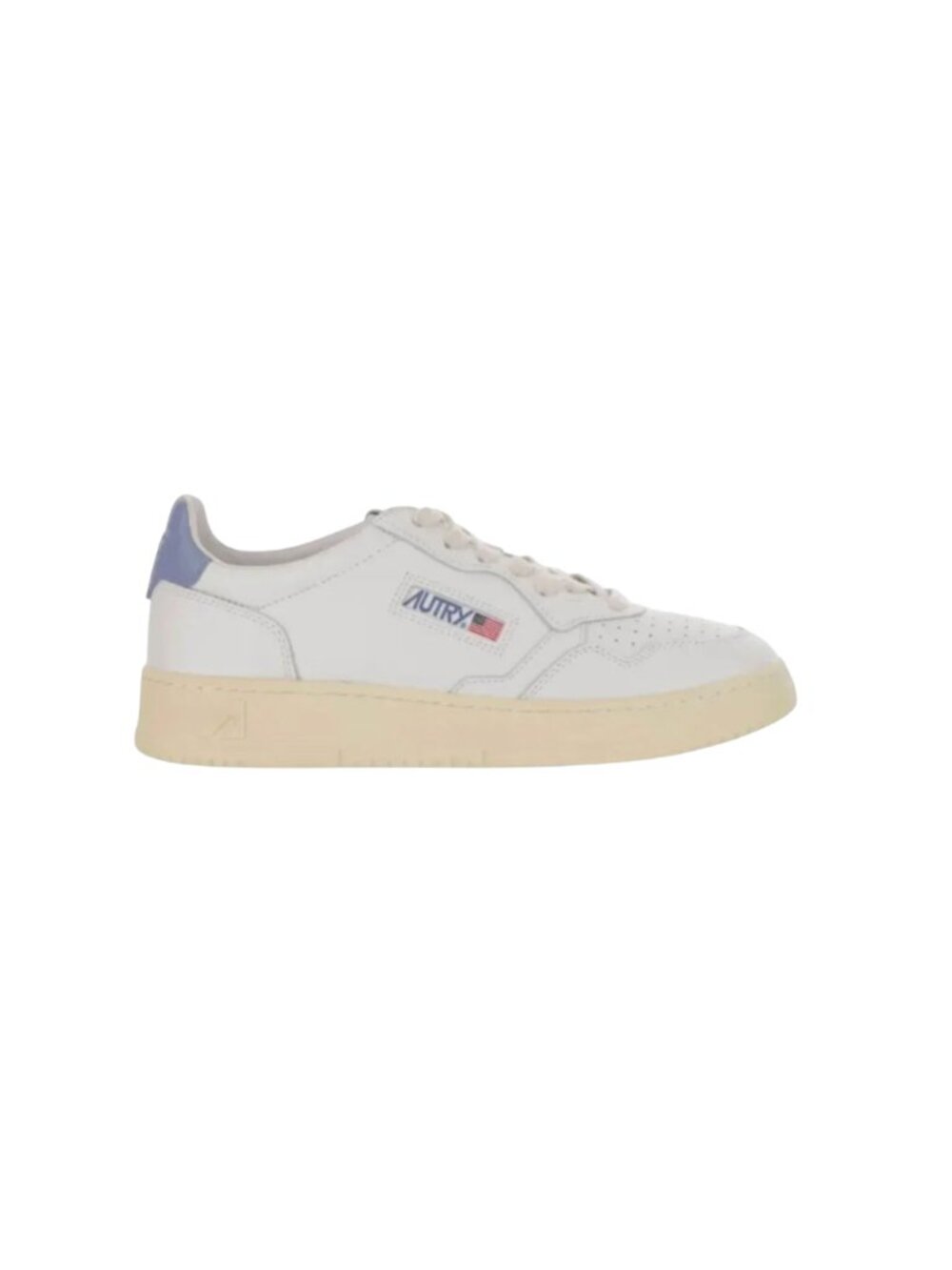 Autry Medalist Leather Low Top Sneakers Trainers Womens 37 7 White Blue Lace Up